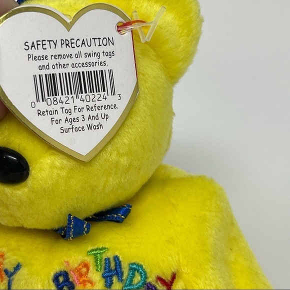 Ty Beanie Baby Happy Birthday Yellow - Picture 8 of 8